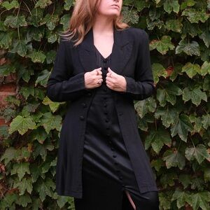 Vintage 90’s I.O.U. Quality Clothing Brand Black Mini Duster Jacket Size S